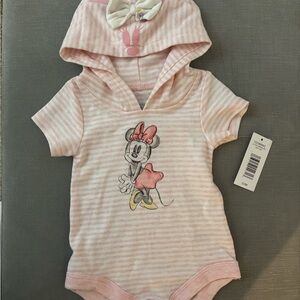 Disney Baby Pink and White Minnie Mouse Bodysuit